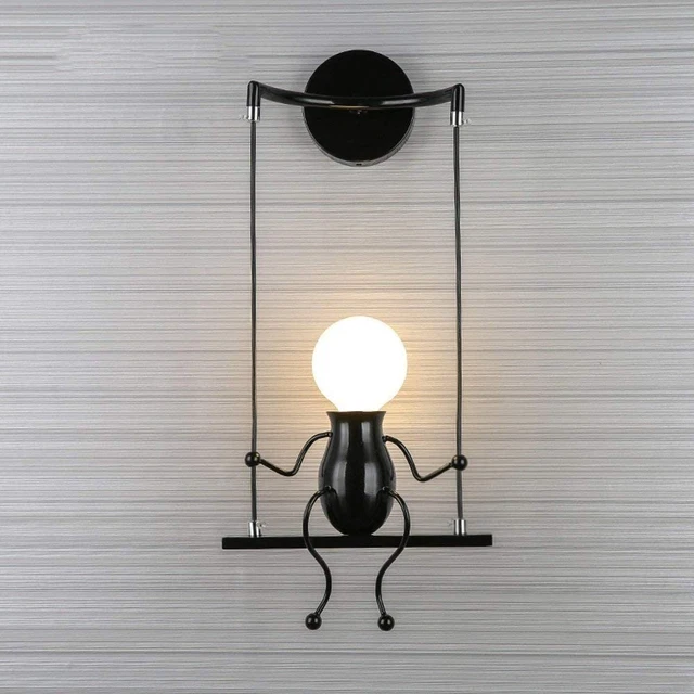 Wandlampe Deckenleuchte Retro Vintage Schwarz Wand-Spot Industrie-Lampe Flur E27