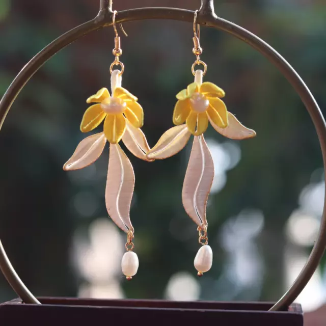 National Style Flower Earrings Chinese Hanfu Earrings Retro Hook Earrings Craft