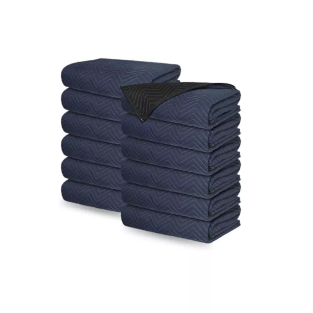 4 Pcs 72"x80"- Black/Dark Blue Moving Blankets - 85 Pounds Heavy-Duty Protection