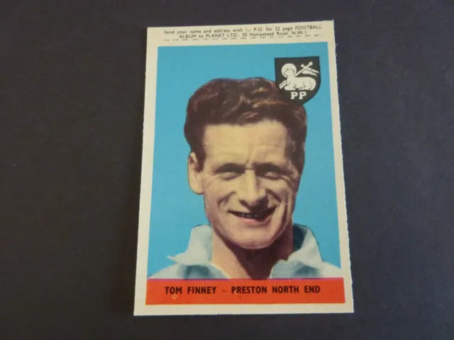 Tom Finney A&BC Football Card from 1958 - With Planet - Very Good Condition!