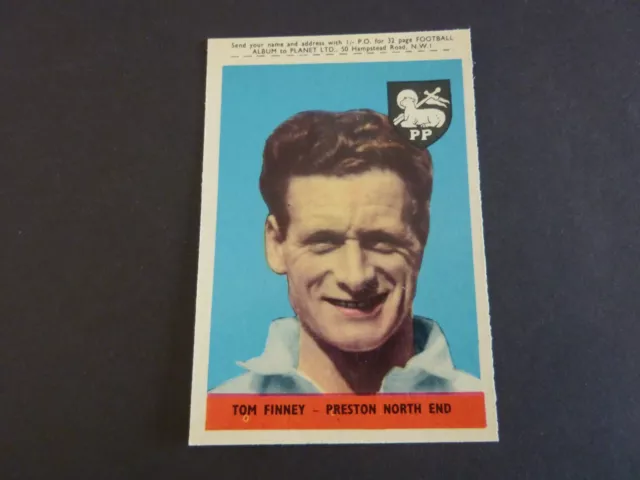 Tom Finney A&BC Football Card from 1958 - With Planet - Very Good Condition!