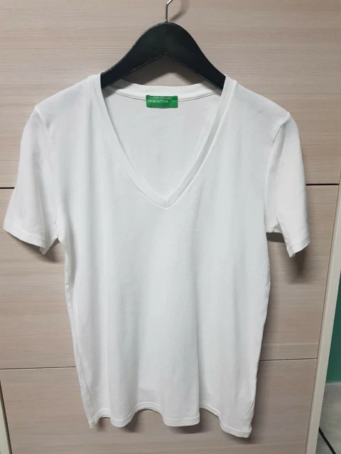 T-shirt Donna BENETTON Tg M 100% Cotone [VEDI MISURE FOTO]