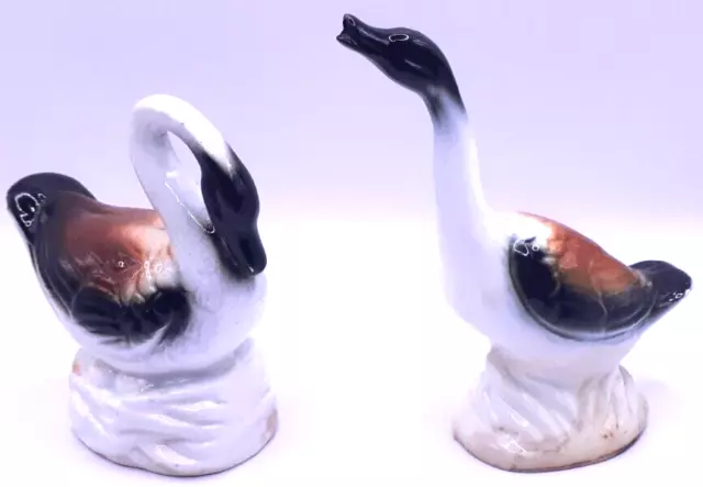 Miniature Geese Figurines Genuine Fine China Made in Taiwan Vintage Set of 2