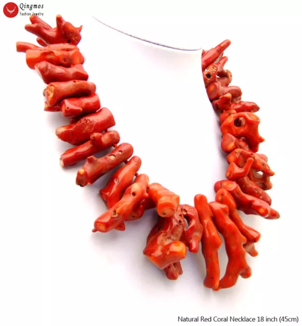 30-50mm Branch GENUINE Natural Red Coral Necklace for Women Jewelry 18" Chokers