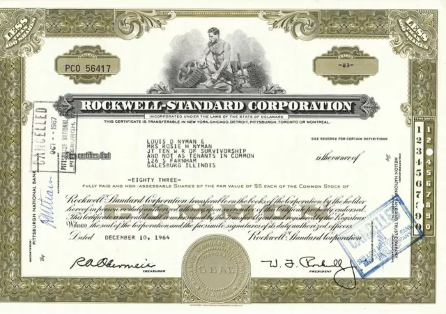 Rockwell Standard Corporation - 83 shares - 10. Dezember 1964