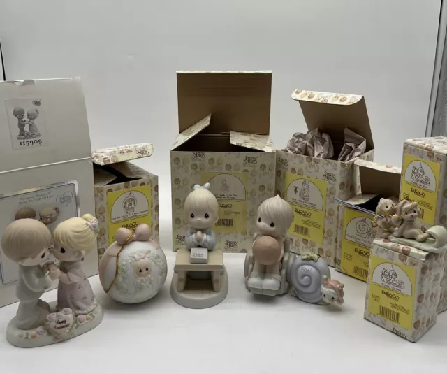 PRECIOUS MOMENTS Figurines Set Of 3 And Ornaments With Boxes