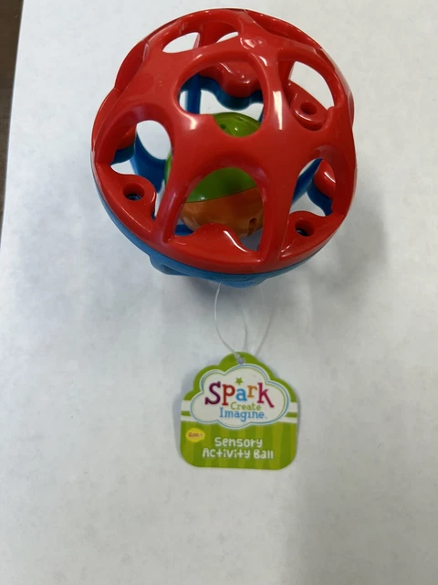 *NWT Spark Create Imagine Sensory Activity Rattle Play Ball Toy Red Blue*