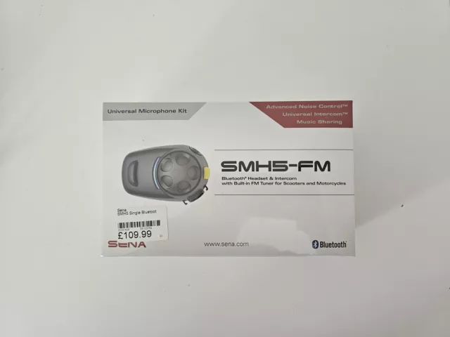 Sena SMH5 Single FM Motorcycle Bluetooth Communication System UK Supplier NEW