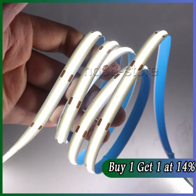 12V High Density COB LED Strip Lights Flexible Tape Rope Cabinet Kitchen Light