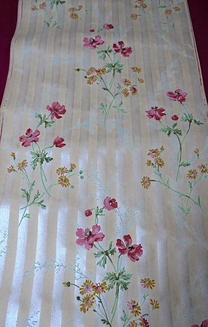 Papier Peint Ancien Titley And Marr épongeable - 10m X 52cm - Motif Floral Vert/brown - 16,5 Rouleaux