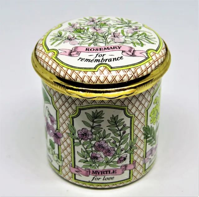 HALCYON DAYS ENGLISH Enamel Box - Herbs & Flowers - Shakespeare Quote ...