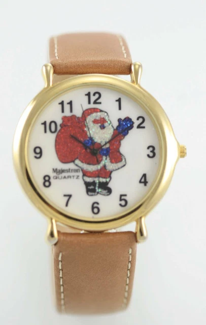 Santa Grande Bianco Rosso Unisex Acciaio Inox Oro Marrone Pelle Quarzo Orologio