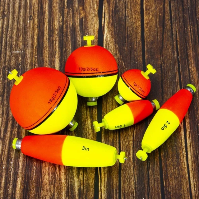 5 Galleggianti Rotondi In Schiuma A Scatto – Bobber Con Molla Per Pesca In Acqua Dolce E Salata