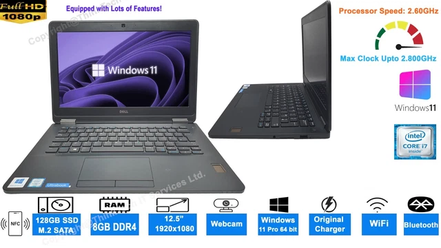 DELL LATITUDE 7270 WINDOWS 11 LAPTOP 12.5" i7-6th 8GB RAM 128GB SSD FHD