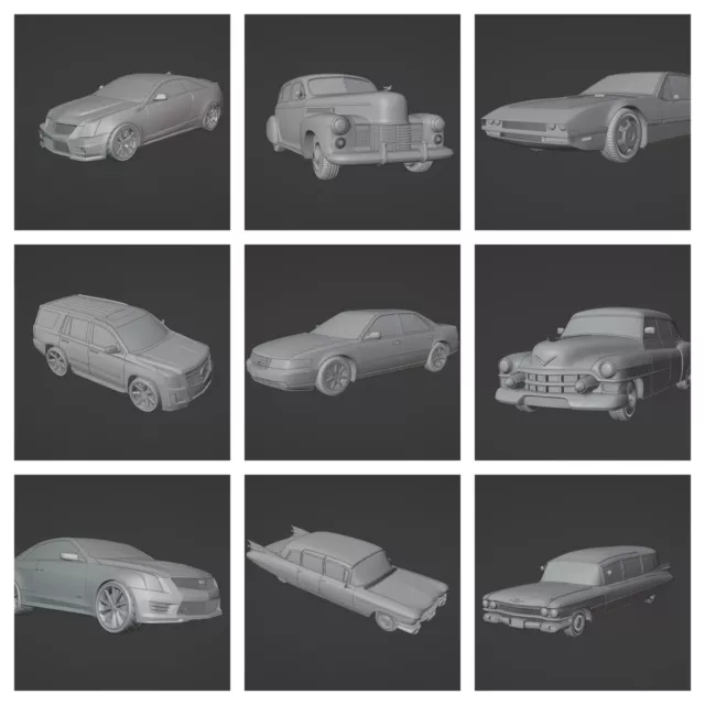 3D Printed (C) 1/87 Scale Cars Hundreds of Models