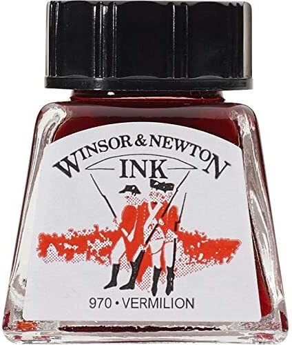 Tinta de dibujo Windsor & Newton botella bermellón de 14 ml