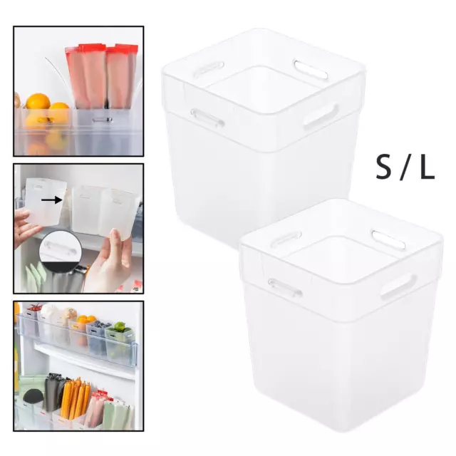 Pack-2 Refrigerator Side Door Storage Container Box Buckle Design Convenient