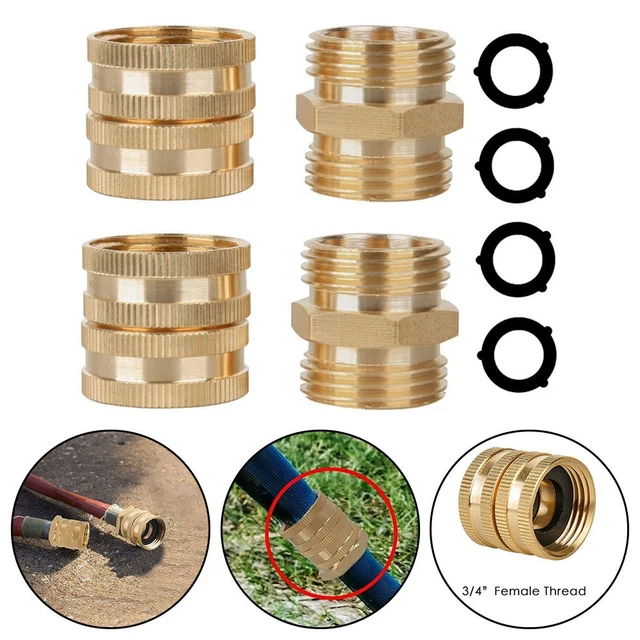 Kit Riparazione Tubo Giardino 3/4" - 3 Raccordi Maschio/Femmina In Ottone Con Morsetti Inox - 3