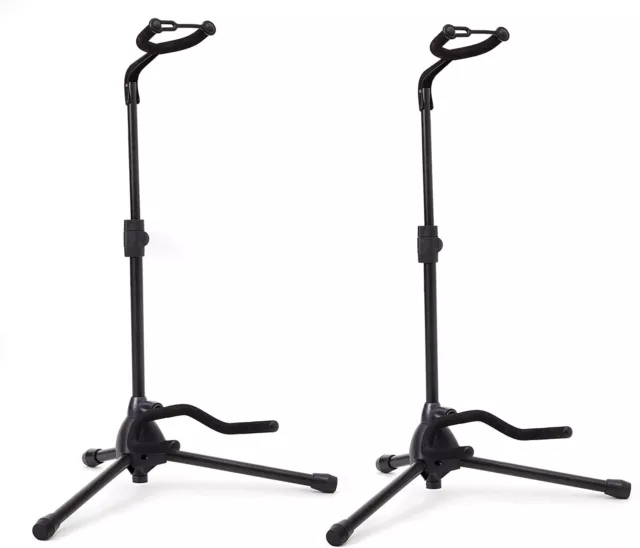 Hola! Music Height Adjustable/Collapsible Guitar Stand w/Padded Neck/Yoke, Black