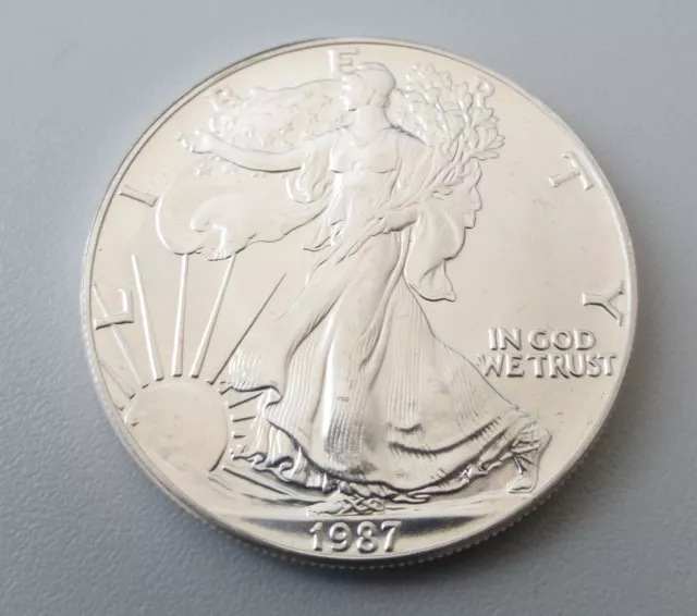 American Silber Eagle 1987 Liberty 1 Dollar 1 oz 999 Silber - sehr helle Münze