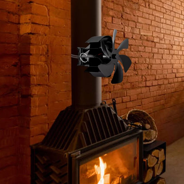 6 BLADES HOME Flue Pipe Stove Fan Fireplace Wood Burning Heat Powered