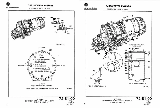 GENERAL ELECTRIC CJ610 Jet Engine Parts Service Manual GE Turbojet DVD