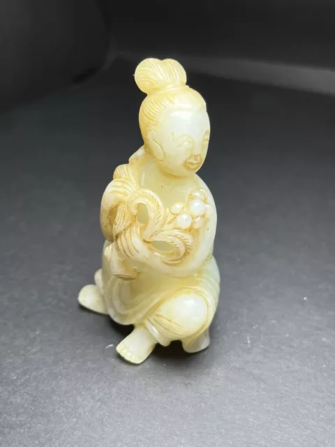 Chinese Exquisite Handmade Beauty carving Hetian Jade Statue
