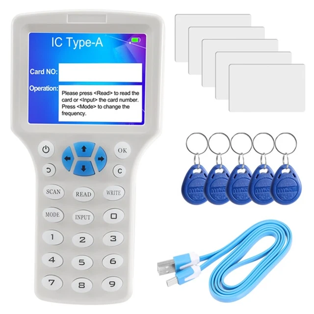 10 Frequency NFC Card Reader Writer RFID Copier Duplicator 125KHz 13.56MHz  E3D9