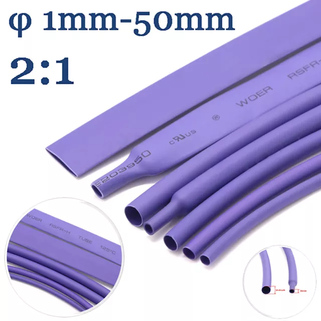 Tubo termoretraibile 2:1 diametro Ø 1 mm - 50 mm da 1 a 10 metri velocità di restringimento viola