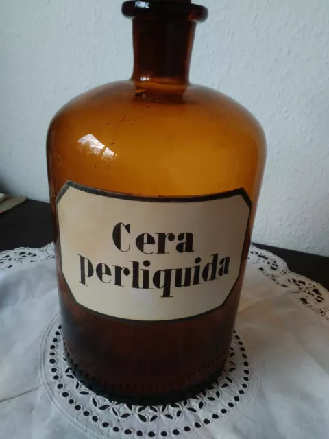 Apothekerflasche;Cera perliquida;3 ltr.;braunglas;geschl. Stöpsel;Loft;Deco