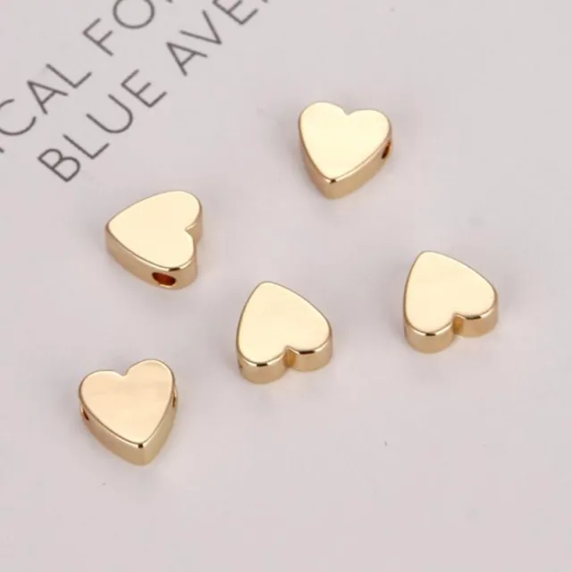 70 Pcs Golden Peach Heart-Shaped Spacer Beads Loose Bead DIY Necklace Brace.C3