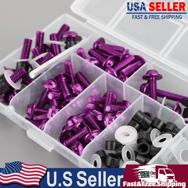 158x Motorbike Purple Fastener Clip Screw Kit Windscreen Fairing Bolt Universal