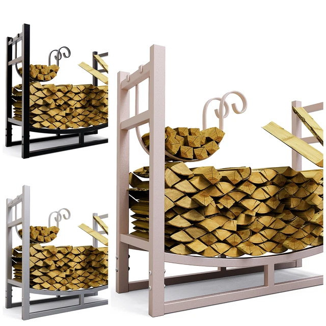 Porte-bûches Sking En Métal Noir - Bac De Rangement Pour Bois De Chauffage - Extérieur/Intérieur Avec Motif Animal