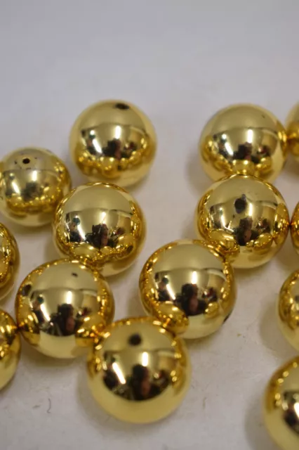 Beads Bright Gold Plated Round Beads Vintage 20 Gold Beads 18mm