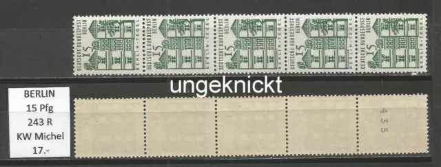RM BERLIN Bauwerke Kleinformat 15 Pfg MiNr. 243 R / 5er Streifen postfrisch