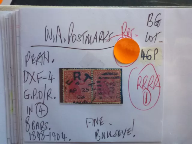 West Australia Perth Postmark On Swan Stamp Dfx-4 Gpo/R In 4 1903 Pair
