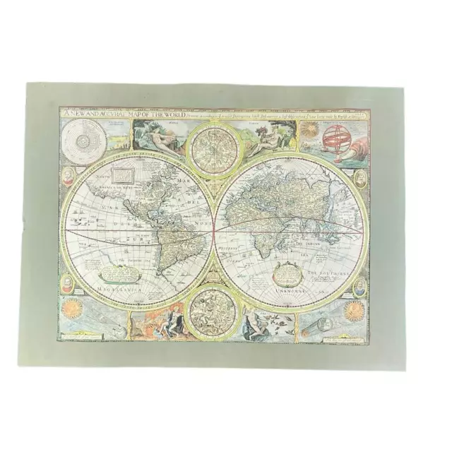 Historic Hammond Map Reproduction Poster New And Accurate Map Of The World
