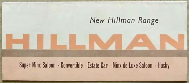HILLMAN RANGE Car Sales Brochure 1963 #907/H SUPER MINX Convertible Husky MINX