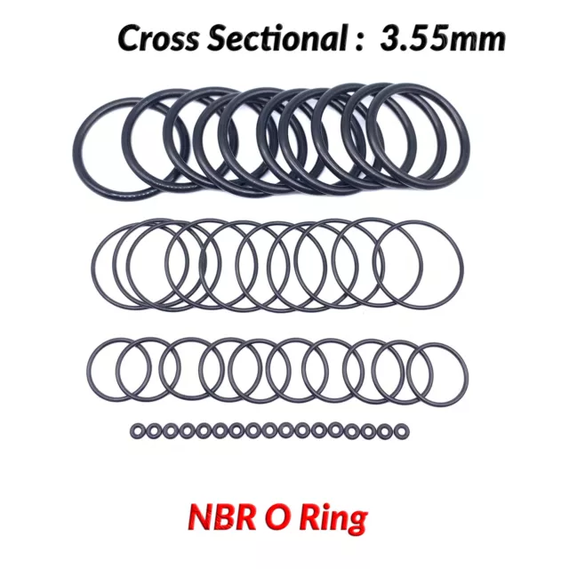 O Rings NBR Nitrile Rubber 5mm-405mm ID Oil Resistant Seals 3.55mm Cross Section