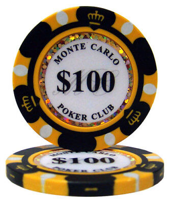 25 Black $100 Monte Carlo 14g Clay Poker Chips - Buy 2, Get 1 Free