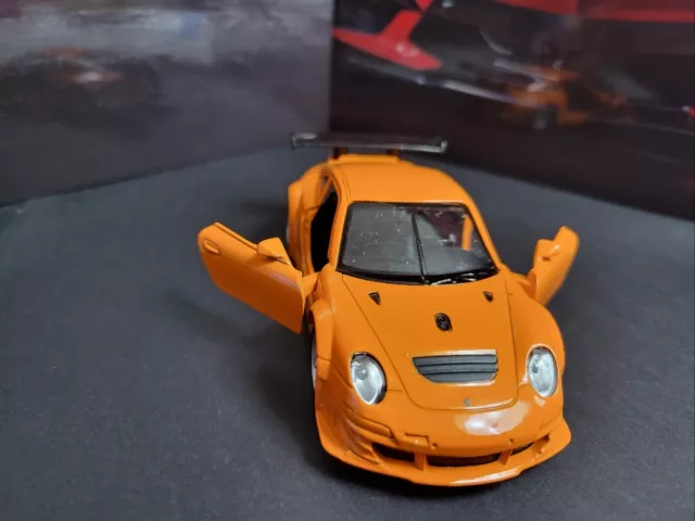 Coche de carreras MSZ coleccionable 1:39 porche 911 GT3 RSR OrangeSport puertas abiertas M 2