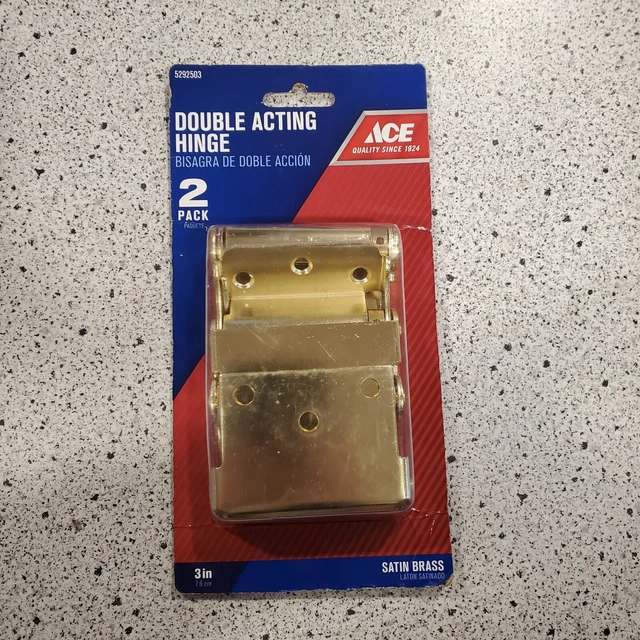 ACE Hardware Double Acting Hinge Self Closing 3” Satin Brass Finish 2 Pack NEW