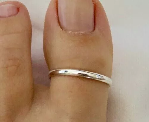 925 Sterling Silver Solid Metal Big Adjustable Toe Ring 14k White Gold Plated
