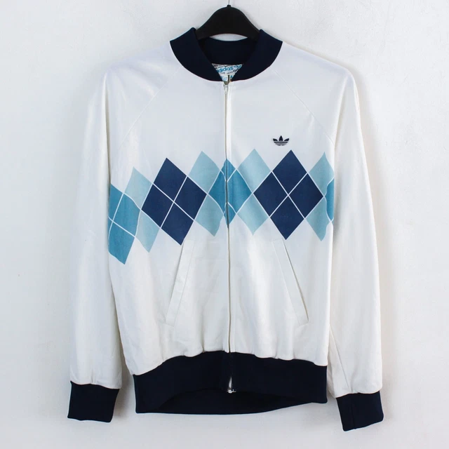 Adidas Ventilazione Ivan Lendl Argyle 1980s Uomo M Giacca Tuta Top Vtg Diamante