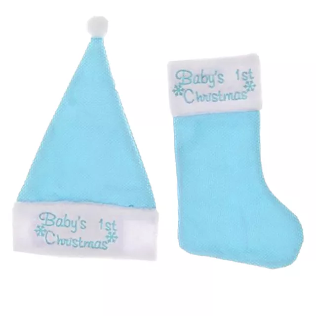 De Bebé 1st Calcetines Navidad & Sombrero Juego - Azul&Blanco