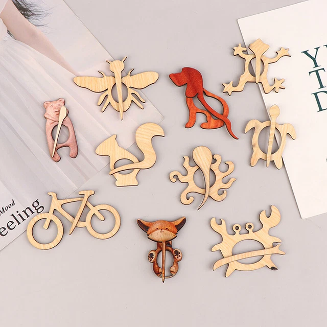 1 pz spilla spilla con motivo animale in legno fai da te distintivo artigianale spilla cartoni animati gioielli-xp