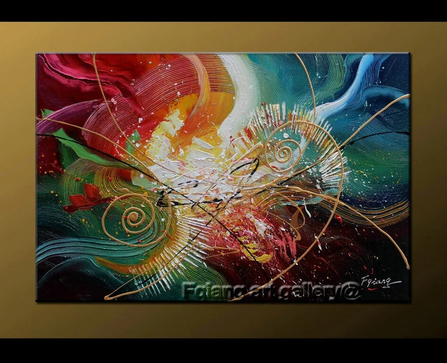 LARGE MODERN ABSTRACT OIL PAINTING On Canvas Contemporary Wall Art ...