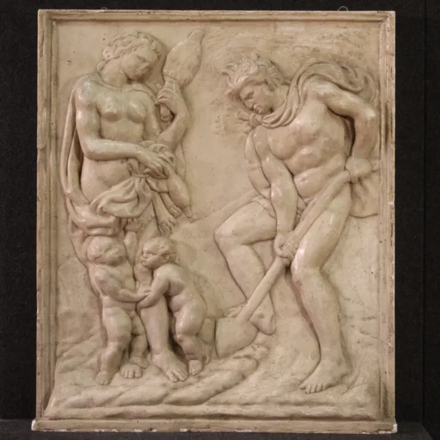 Bas-relief plâtre Adam et Eve sculpture ancien statue religieuse 20ème siècle