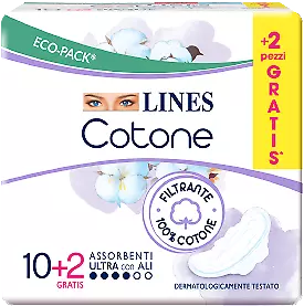 Assorbenti Ultra Giorno Con Ali Lines Cotone 12 Pezzi