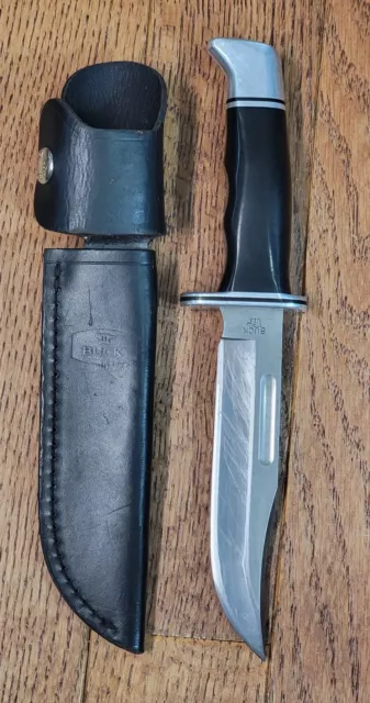 Buck 119 USA Fixed Blade Hunting Fishing Fighting Knife W/Leather Sheath (USED)